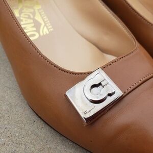 Salvatore Ferragamo Logo Brown Leather Shoes 8.5